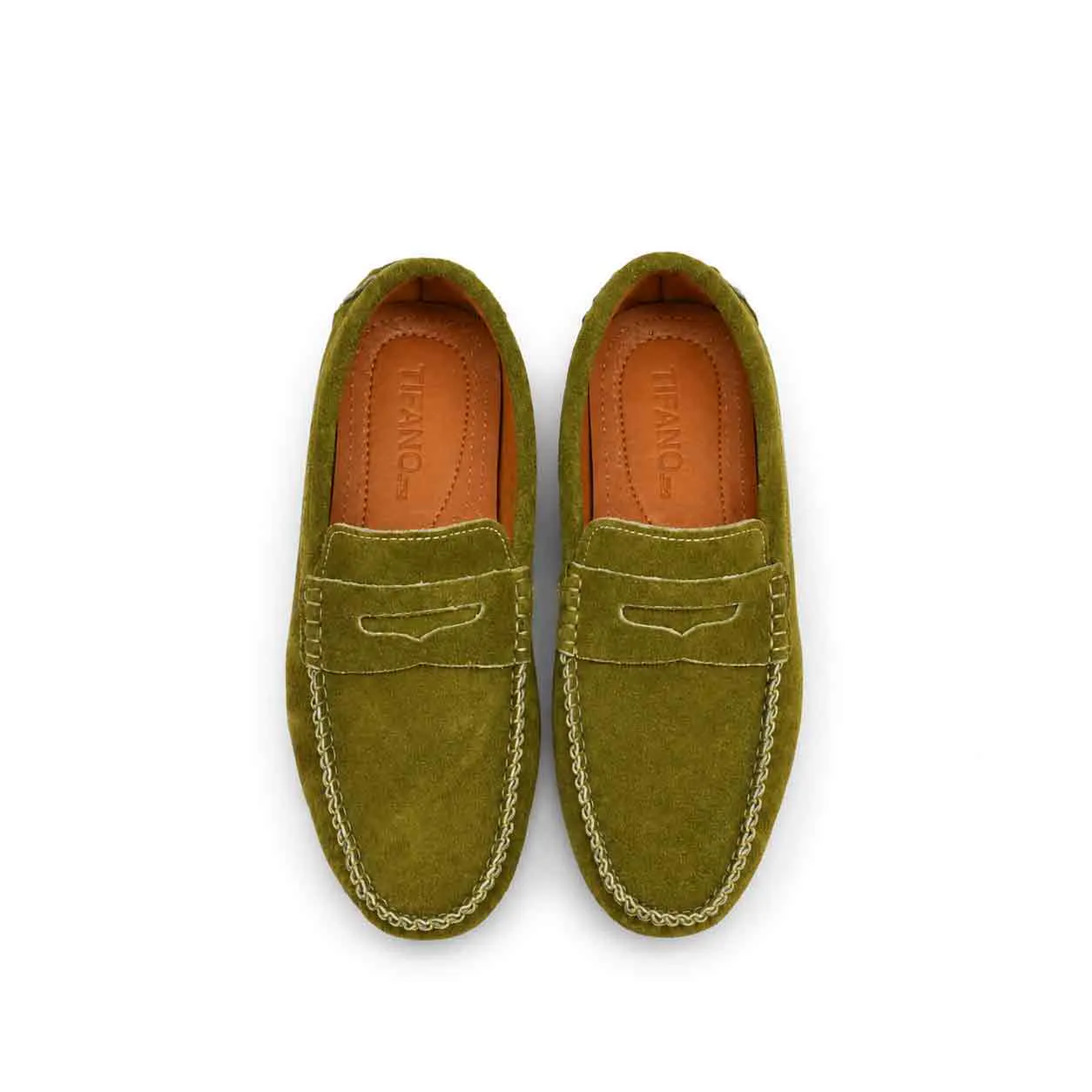 Moccasin pour homme confort 003-5 vert daim   miniature